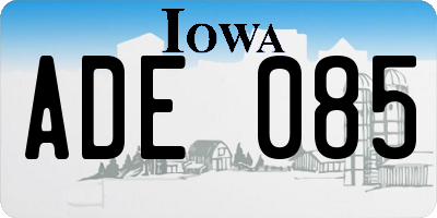 IA license plate ADE085