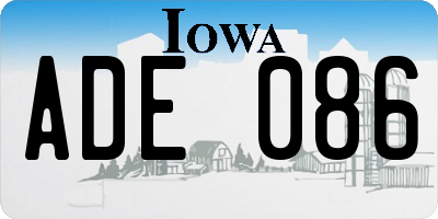 IA license plate ADE086