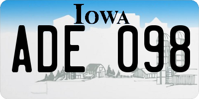 IA license plate ADE098