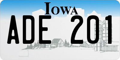 IA license plate ADE201