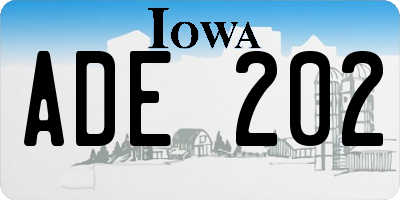 IA license plate ADE202