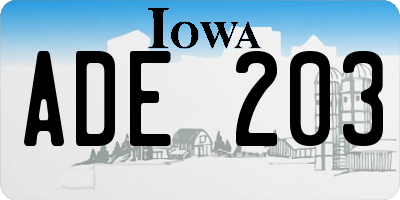 IA license plate ADE203