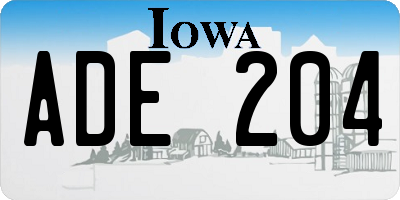 IA license plate ADE204