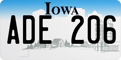 IA license plate ADE206