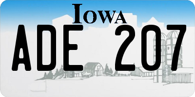 IA license plate ADE207