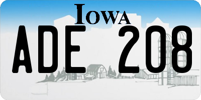 IA license plate ADE208