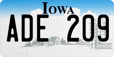 IA license plate ADE209