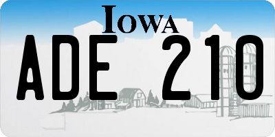 IA license plate ADE210