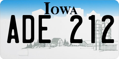 IA license plate ADE212