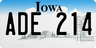 IA license plate ADE214