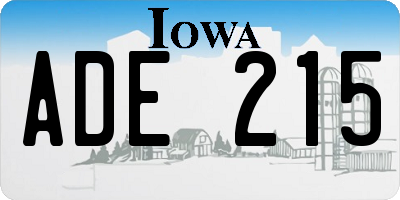 IA license plate ADE215