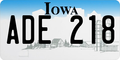 IA license plate ADE218