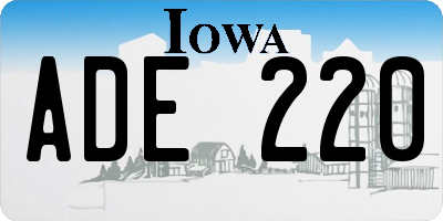 IA license plate ADE220
