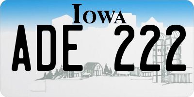 IA license plate ADE222