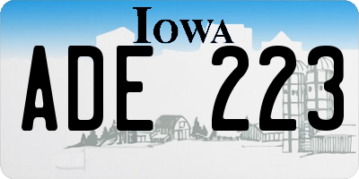 IA license plate ADE223