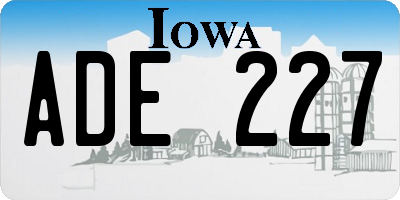 IA license plate ADE227