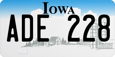 IA license plate ADE228