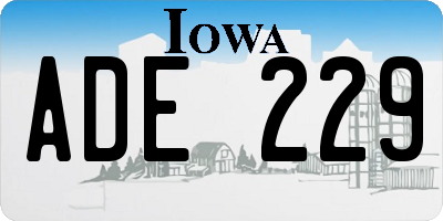 IA license plate ADE229