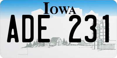 IA license plate ADE231