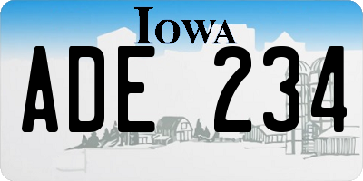 IA license plate ADE234