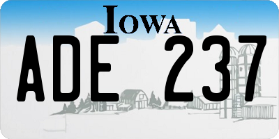 IA license plate ADE237