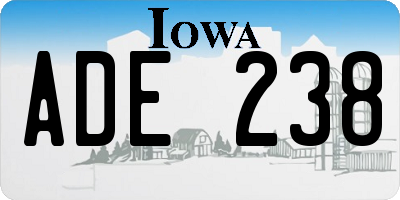 IA license plate ADE238