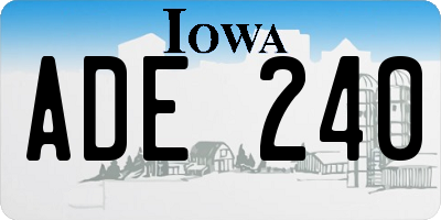 IA license plate ADE240