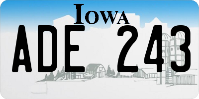 IA license plate ADE243