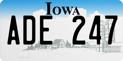 IA license plate ADE247