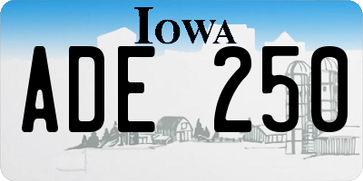 IA license plate ADE250