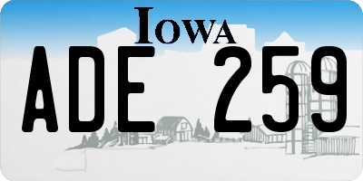 IA license plate ADE259