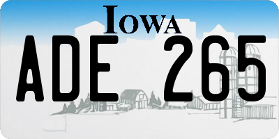 IA license plate ADE265