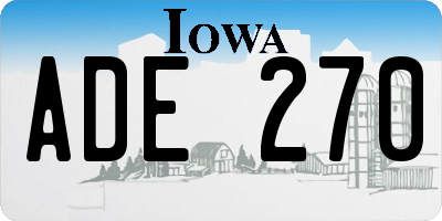 IA license plate ADE270