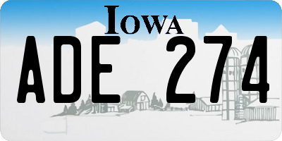 IA license plate ADE274