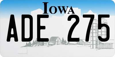IA license plate ADE275