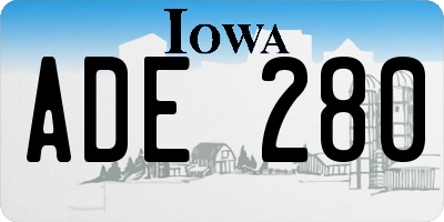 IA license plate ADE280