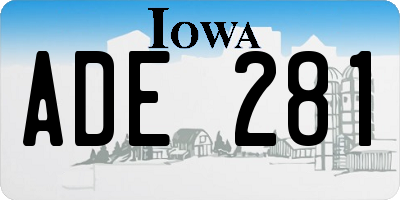 IA license plate ADE281