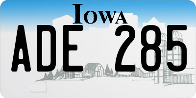 IA license plate ADE285