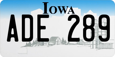 IA license plate ADE289