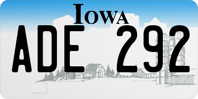 IA license plate ADE292