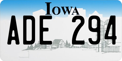 IA license plate ADE294