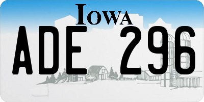 IA license plate ADE296