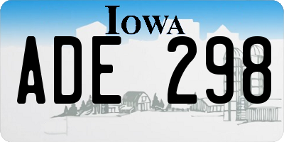 IA license plate ADE298