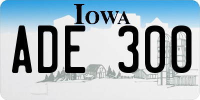 IA license plate ADE300