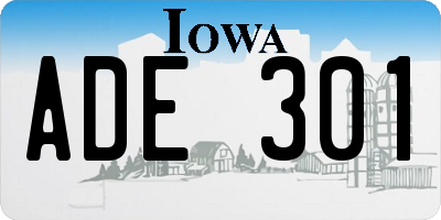 IA license plate ADE301