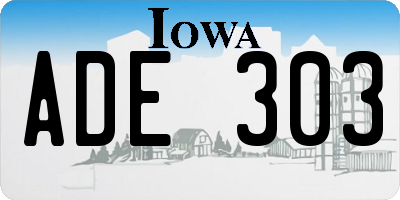 IA license plate ADE303