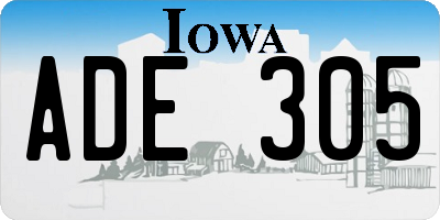 IA license plate ADE305