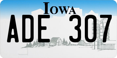 IA license plate ADE307