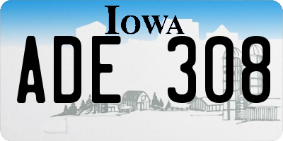 IA license plate ADE308