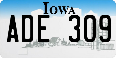 IA license plate ADE309